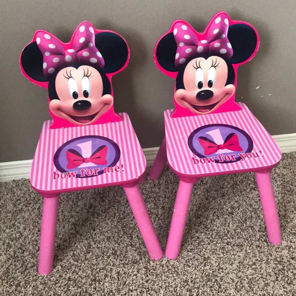 two minnie mouse children chairs